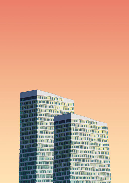 Modern Malmö architecture against pastel sky